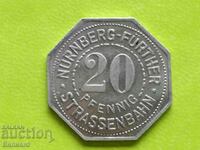 20 pfennig 1921 Nuremberg Germany AUnc 3