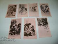 Lot of 7 small romantic cards from 1941.