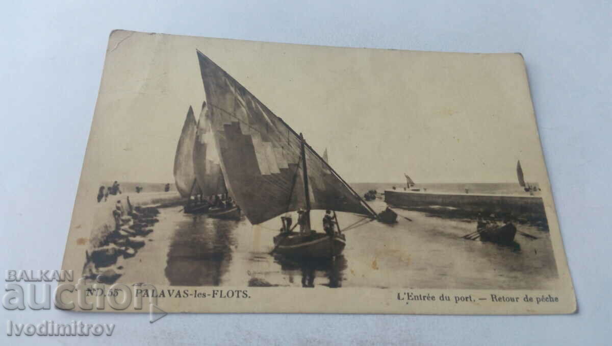 Carte poștală Palavas les Flots L'Entree du Port 1937