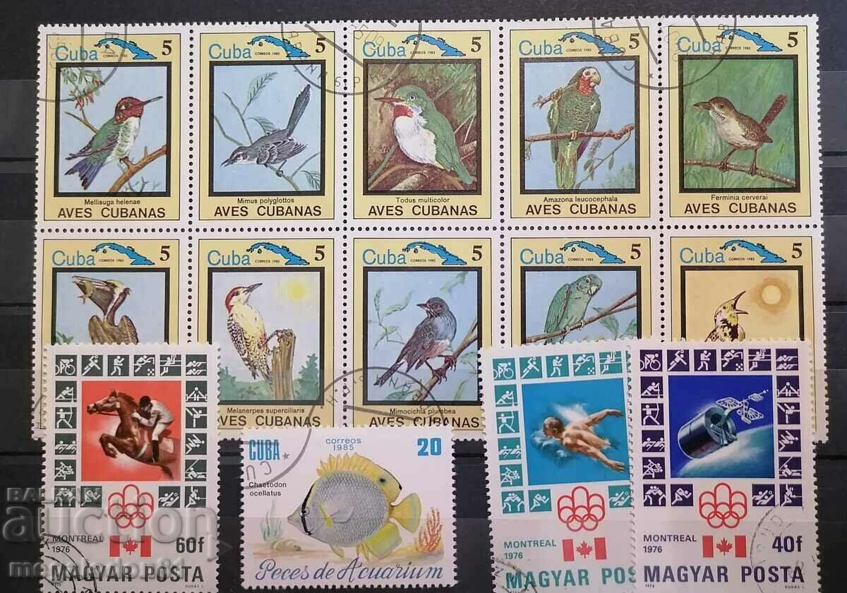 Куба - фауна, клеймовани марки
