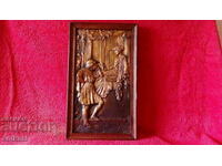 Old embossed copper panel Framed Man Woman Ancient Rome Love