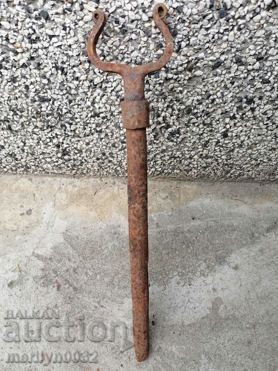 Hand-forged wedge from ox yoke, wrought iron, ok Hand-forged wedge from ox yoke, wrought iron, ok