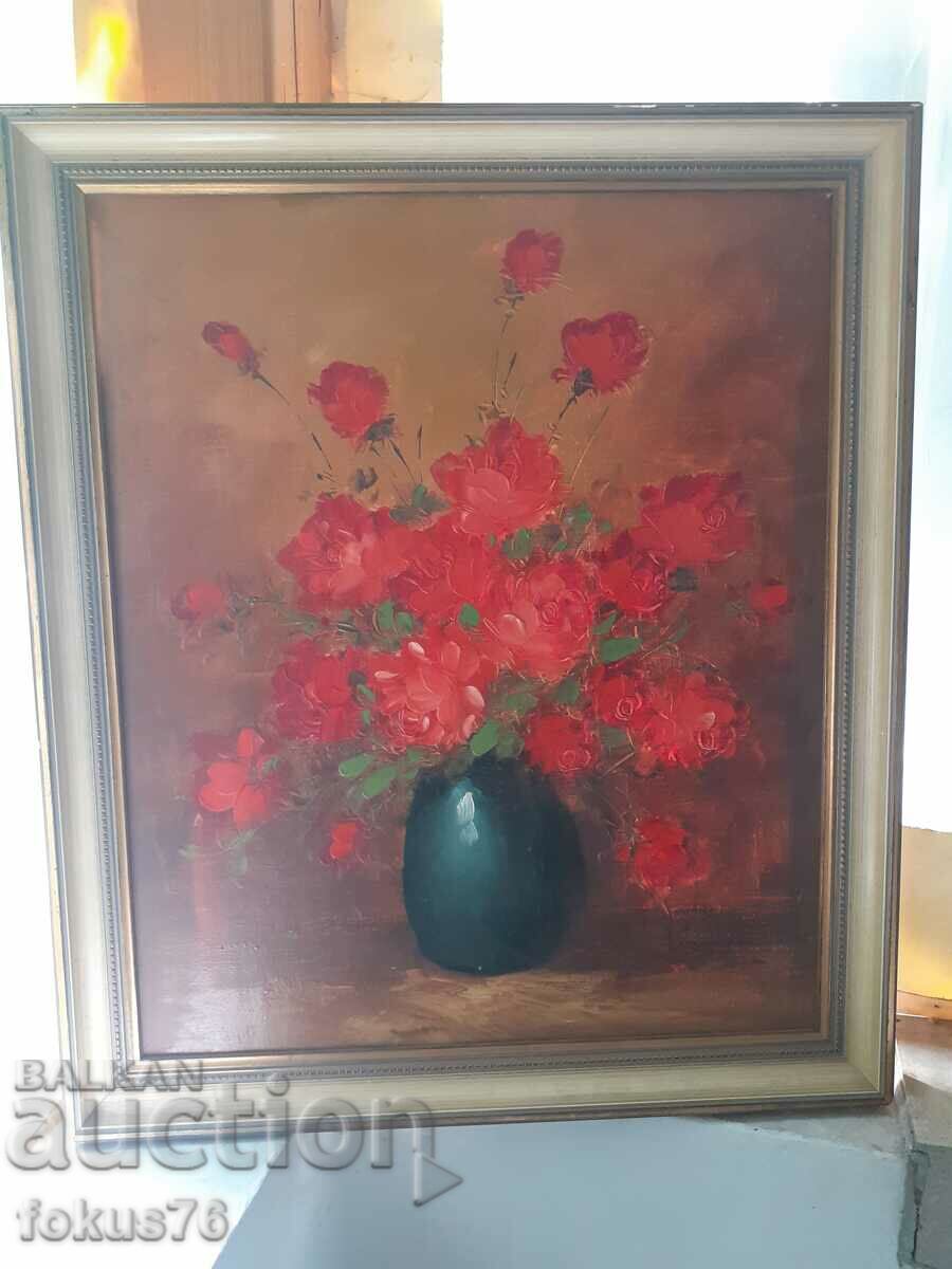 Large master oil painting on canvas signature and frame