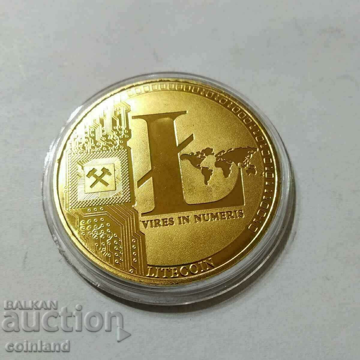 Monedă litcoin placată cu aur - REPLICA