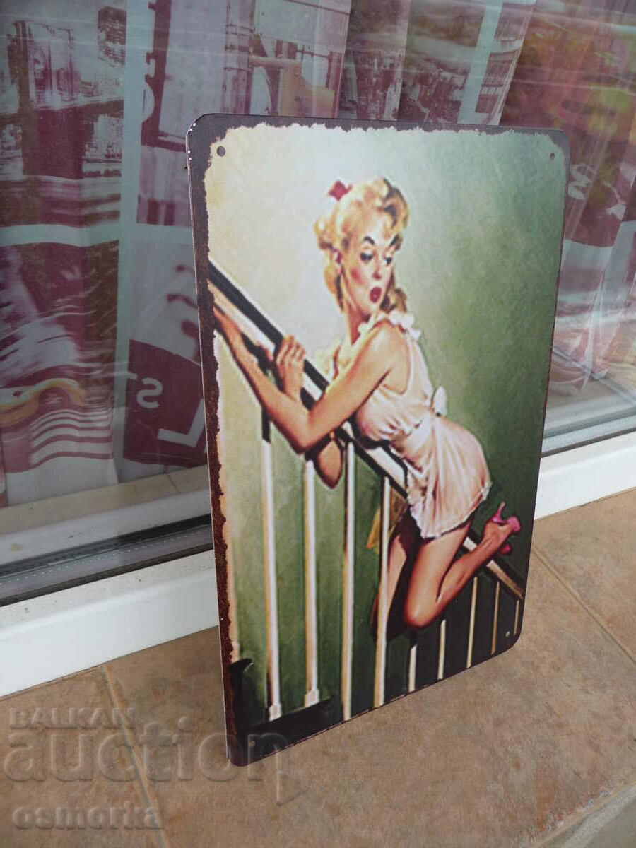 Placa de metal erotica coborare sexy pe balustrada ma prinde cu preț 18.00 BGN | € 9.20