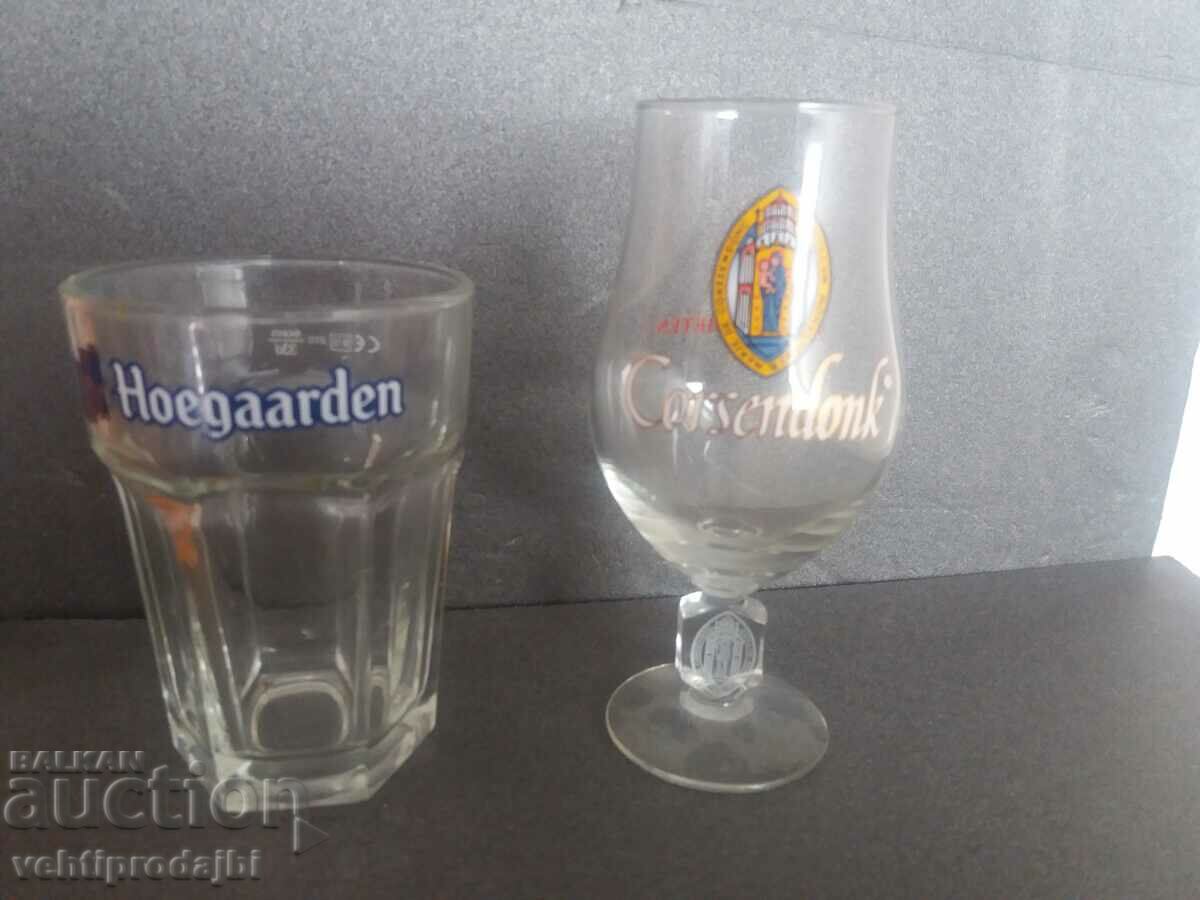 Two promotional beer glasses