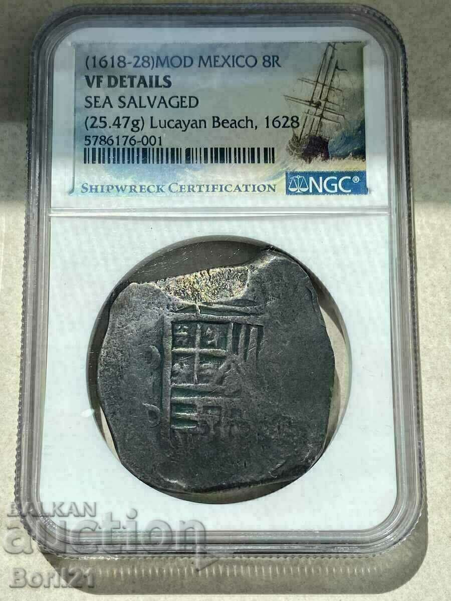 RRR 8 Reala Mexico 1618-28 from the Lucayan Pirate Treasure.