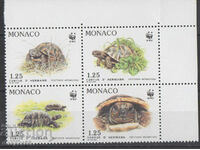 1991 Монако. Застрашени видове, костенурката на Херман. Блок