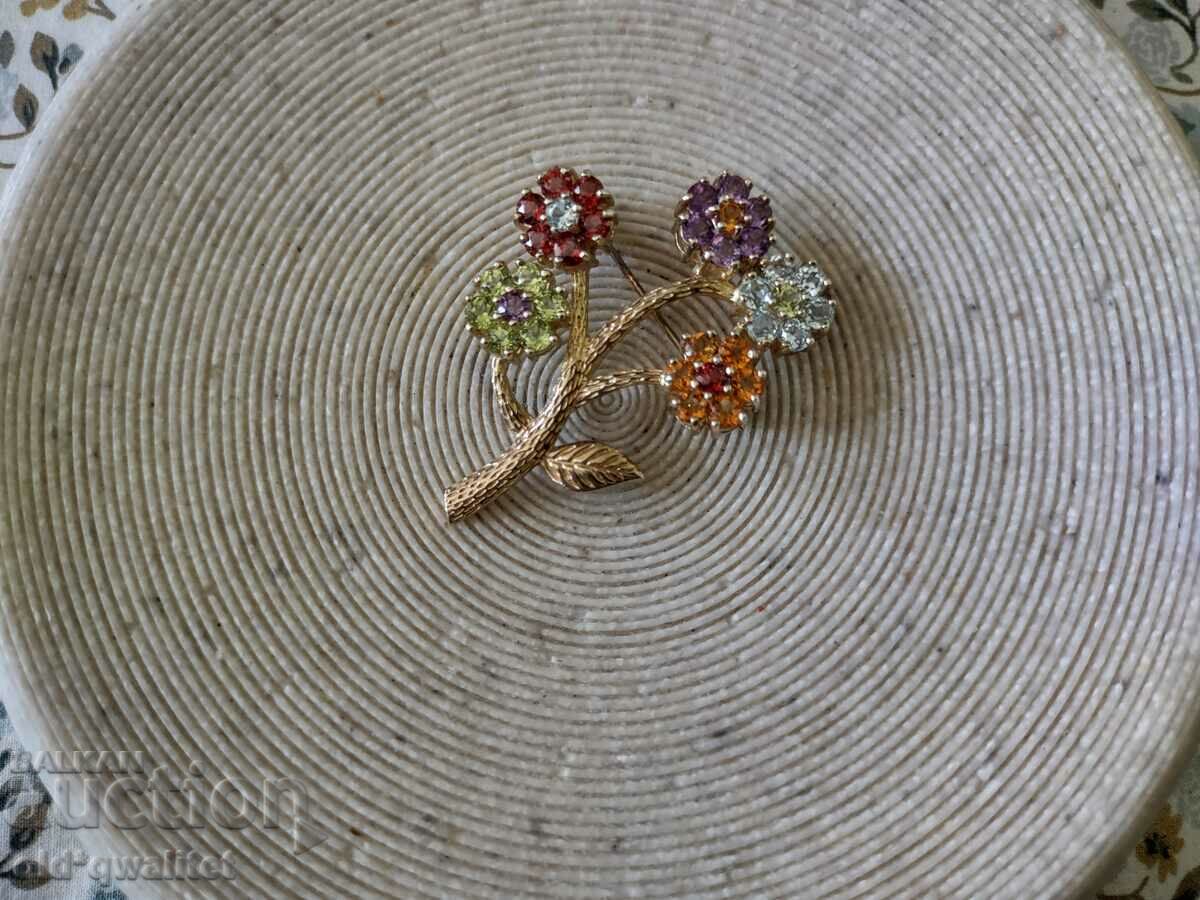 BROOCH silver, gilding and natural stones with price 227.00 BGN | € 116.06