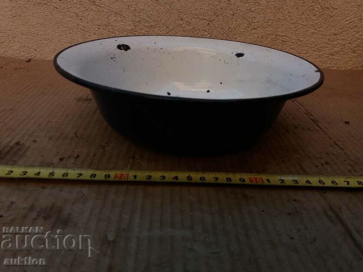 ENAMELED METAL BASE, SMALL BOTTLE WITH MARKING - 5 ENAMELED METAL BASE, SMALL BOTTLE WITH MARKING - 5