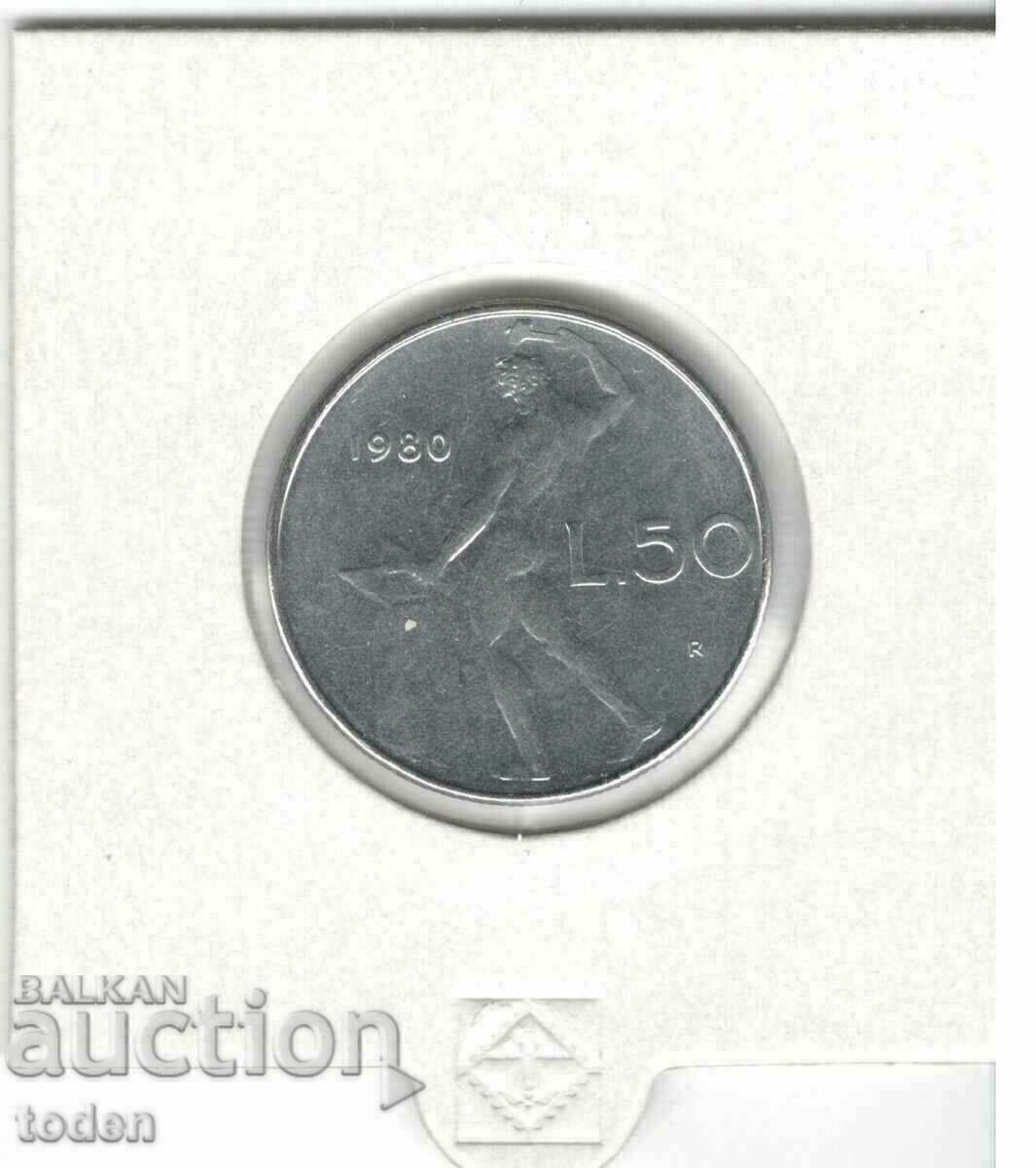 Δημοπρασία +Italy-50 Lire-1980 R-KM# 95,1-large type