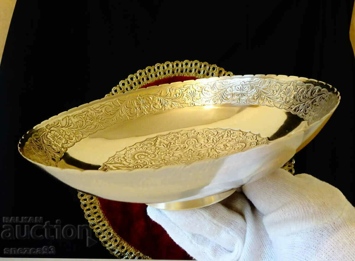 Dutch bronze fruit bowl, salad bowl, label - 5