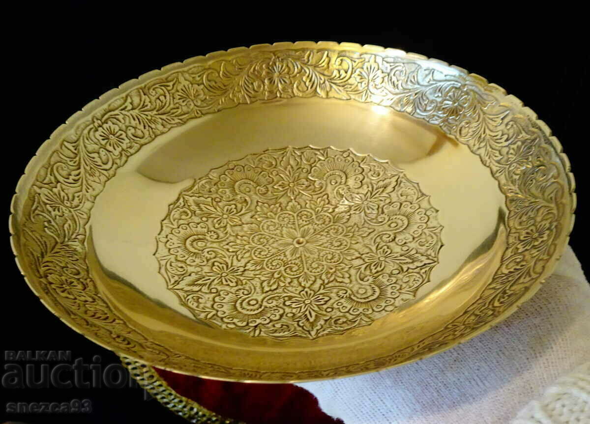 Dutch bronze fruit bowl, salad bowl, label - 6