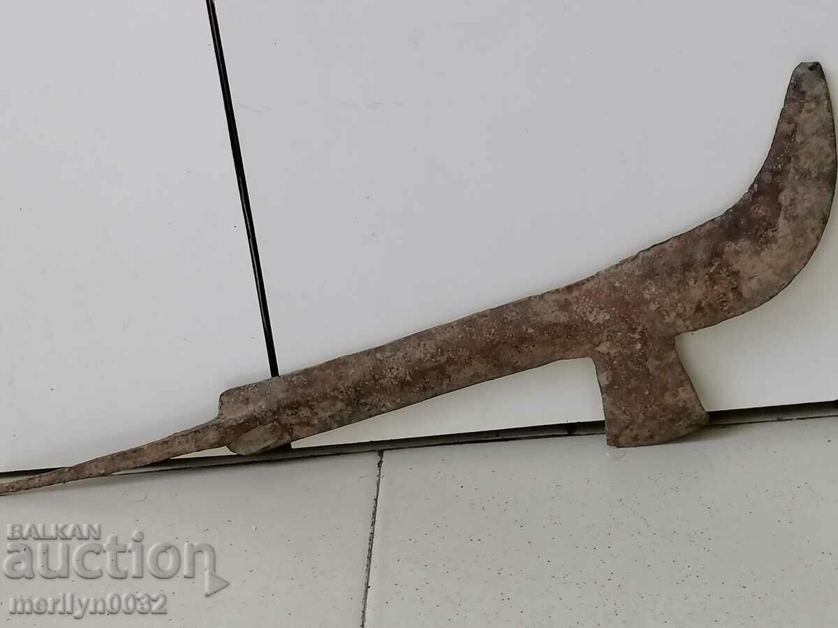 Auction  Old handmade knife, wrought iron