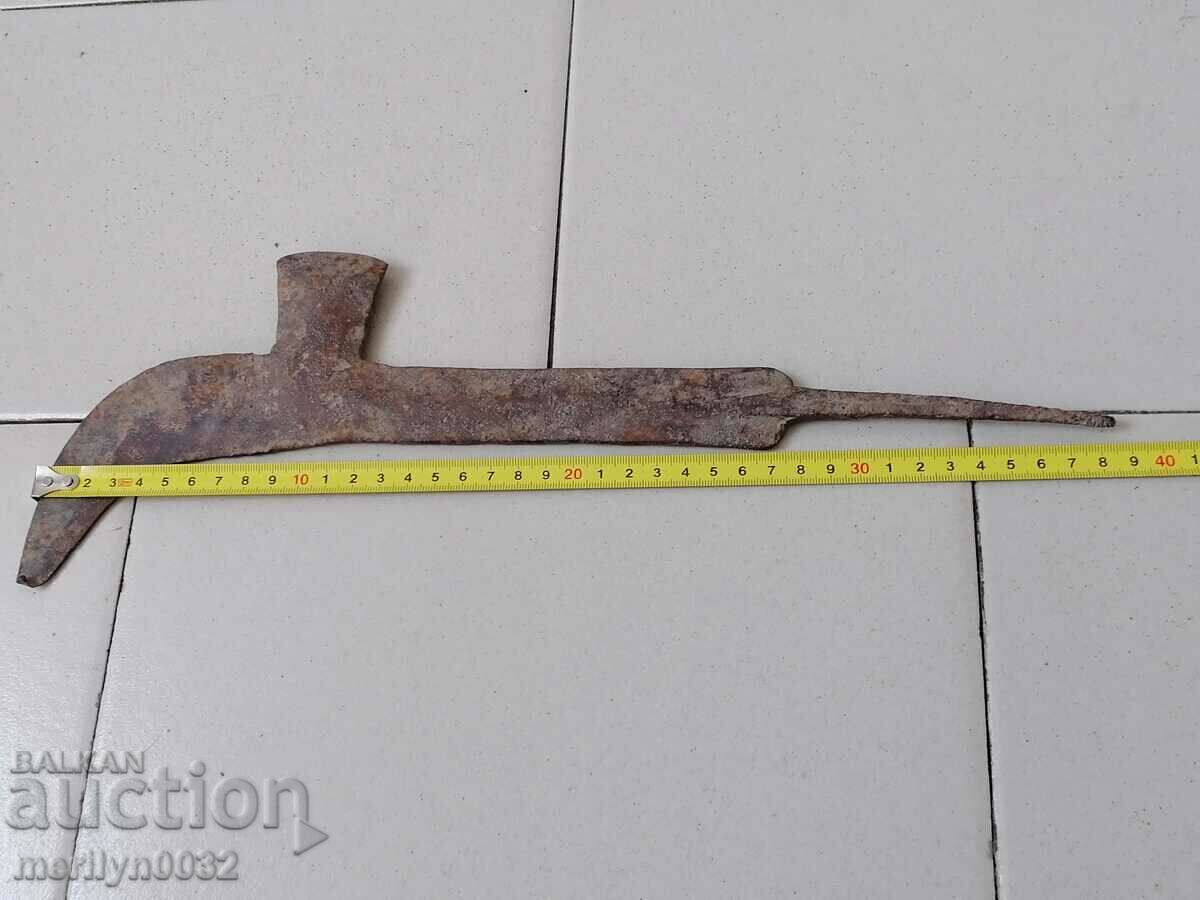 Old handmade knife, wrought iron - 5