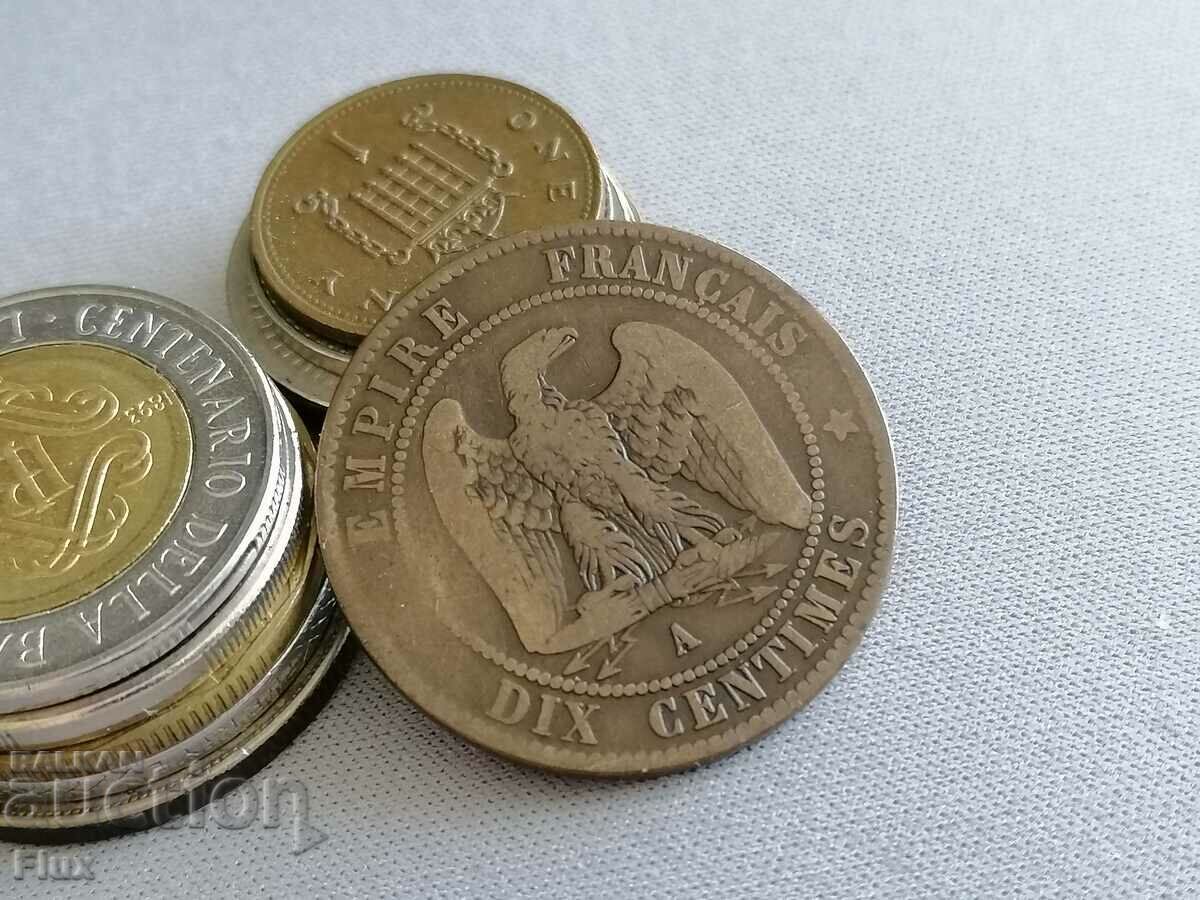 Mонета - Франция - 10 сентима (Наполеон III) | 1855г.