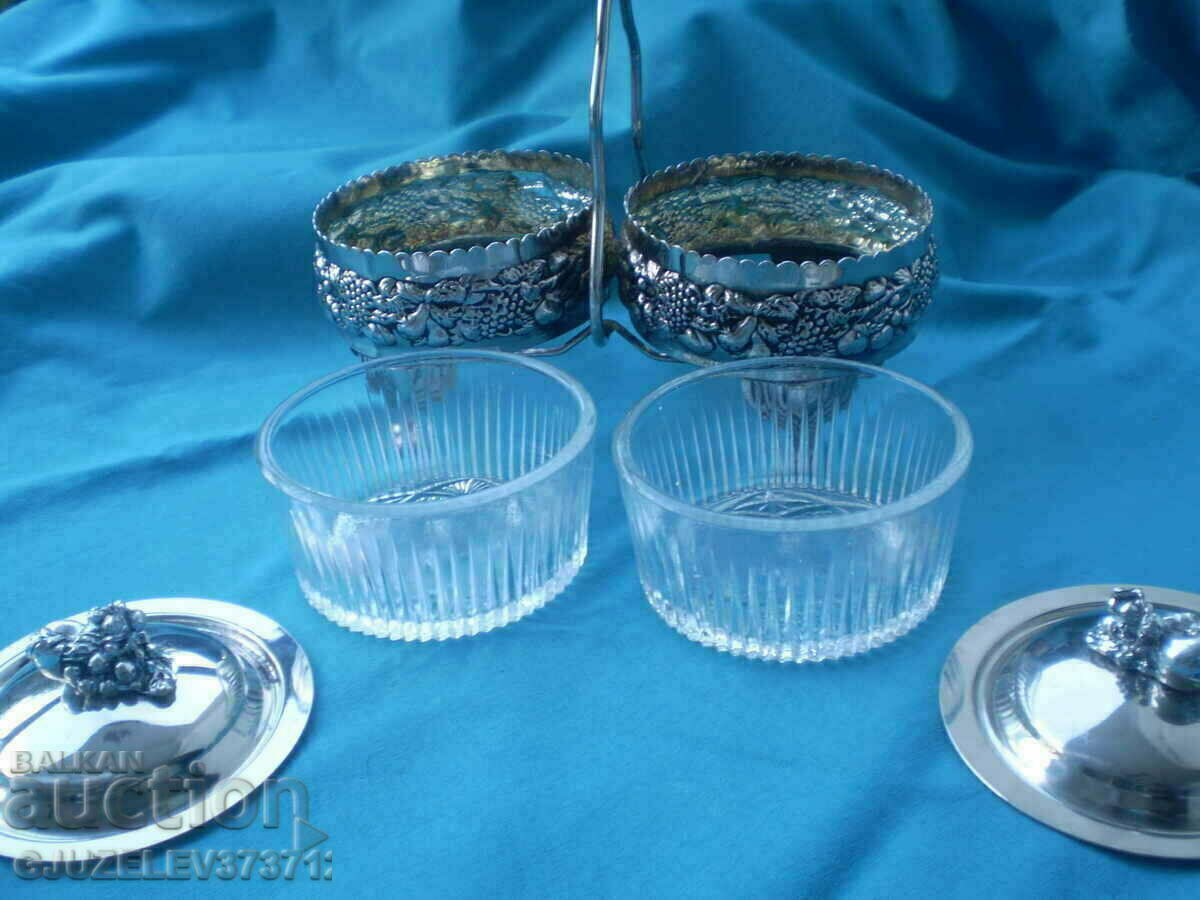 double silver-plated crystal fruit bowl, candy bowl, with price 119.00 BGN | € 60.84 double silver-plated crystal fruit bowl, candy bowl, with price 119.00 BGN | € 60.84