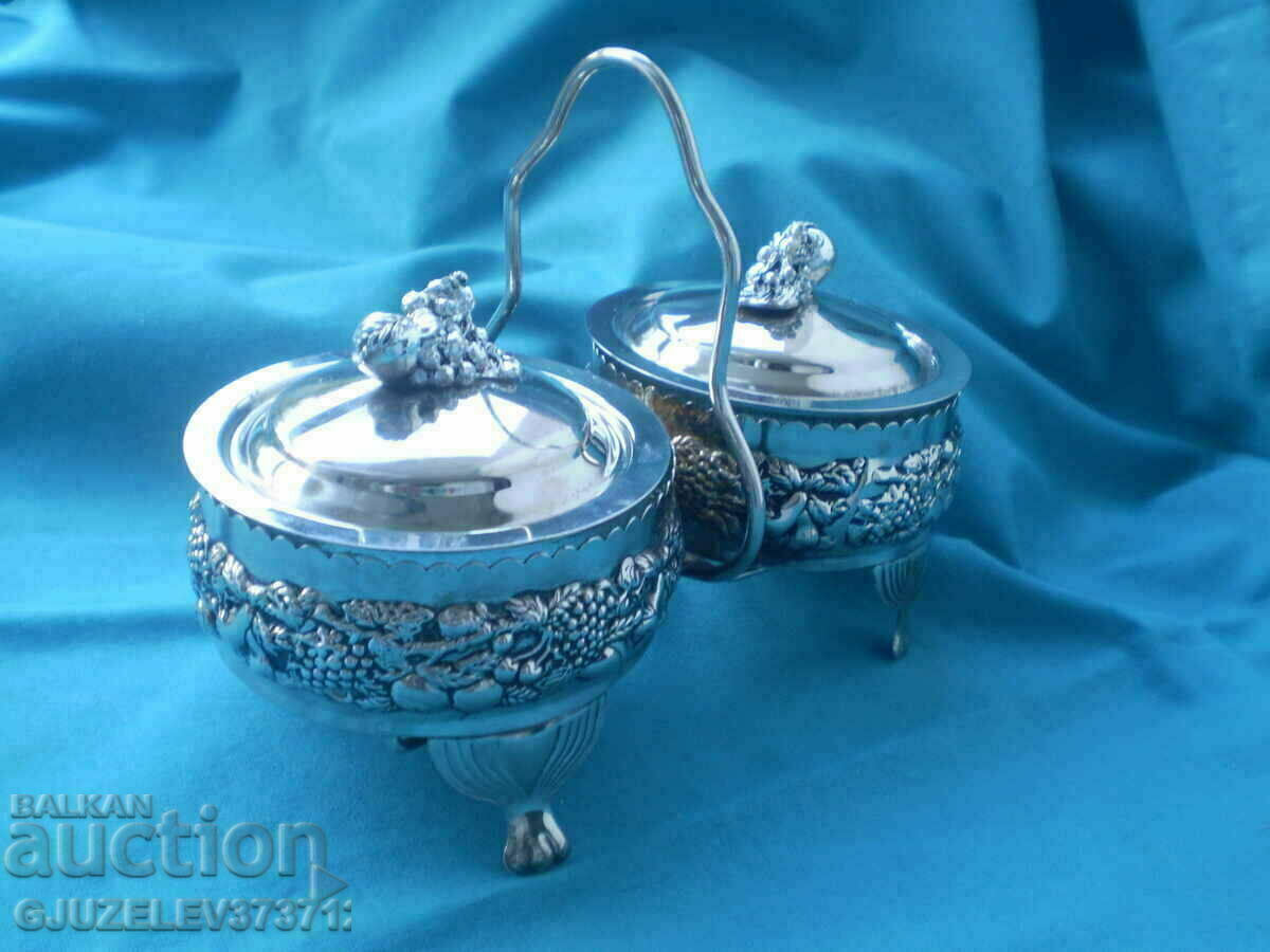 Delivery of double silver-plated crystal fruit bowl, candy bowl, Delivery of double silver-plated crystal fruit bowl, candy bowl,