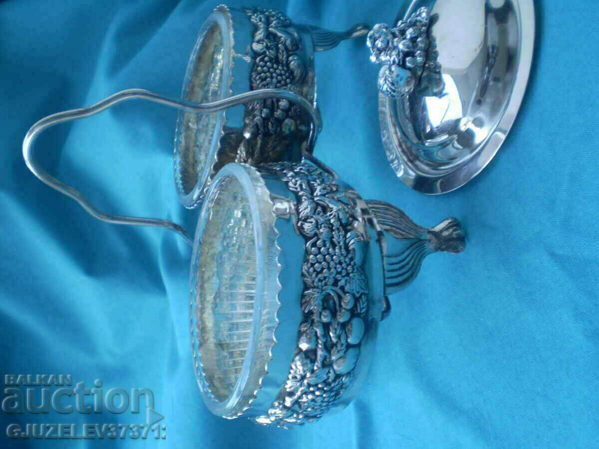 double silver-plated crystal fruit bowl, candy bowl, - 7 double silver-plated crystal fruit bowl, candy bowl, - 7