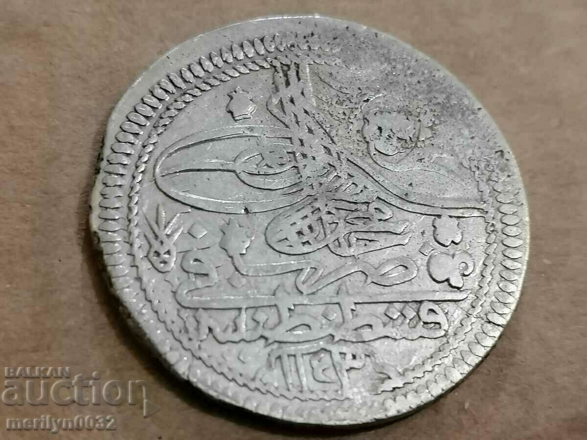 Monedă de argint otomană 12,0 grame argint 465/1000 1143 ani