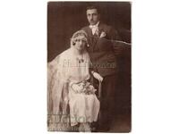 FOTO VECHE CUPLU CĂSĂTORIT GRECIA FOTOGRAF GREC B598