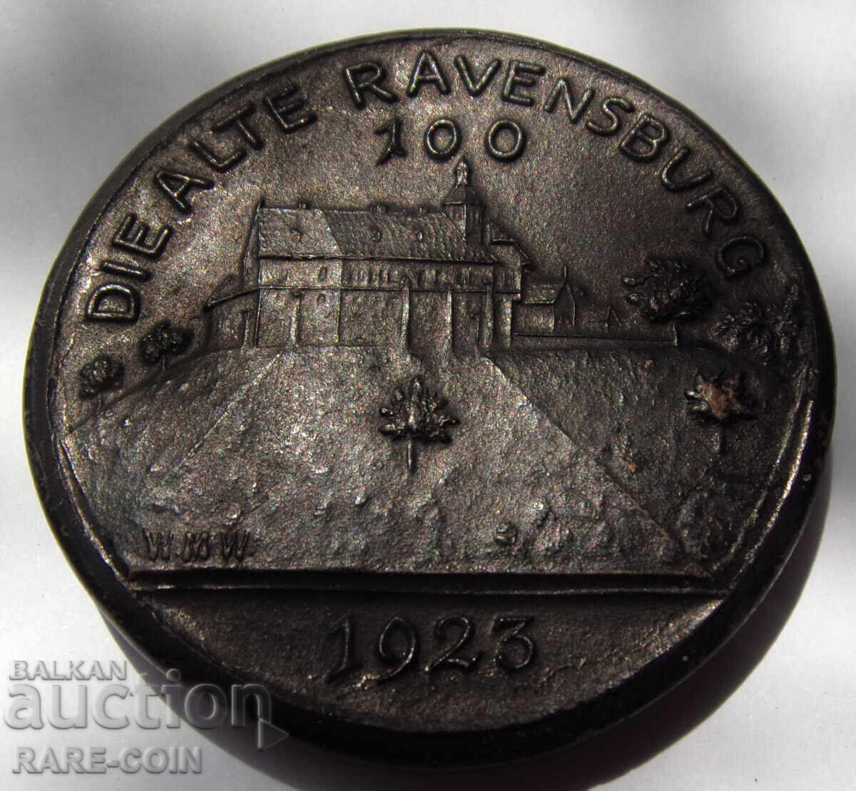 Licitație RS(39) Ravensburg 100 Mărci 1923 Porțelan UNC Foarte Rar