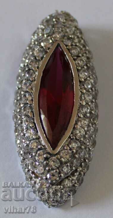 HUGE SILVER PENDANT WITH HUGE RUBY AND FORGED ZIRCONIA - 5