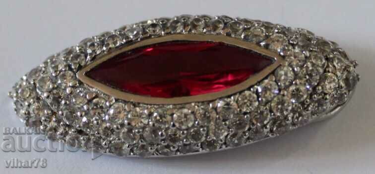 HUGE SILVER PENDANT WITH HUGE RUBY AND FORGED ZIRCONIA