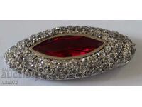 HUGE SILVER PENDANT WITH HUGE RUBY AND FORGED ZIRCONIA