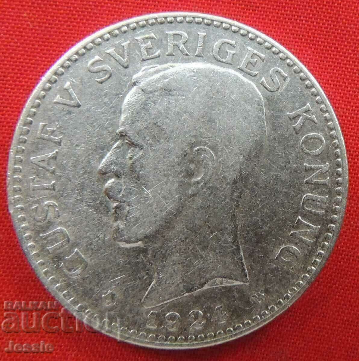2 kroner Sweden 1924 W silver with price 109.91 BGN | € 56.20