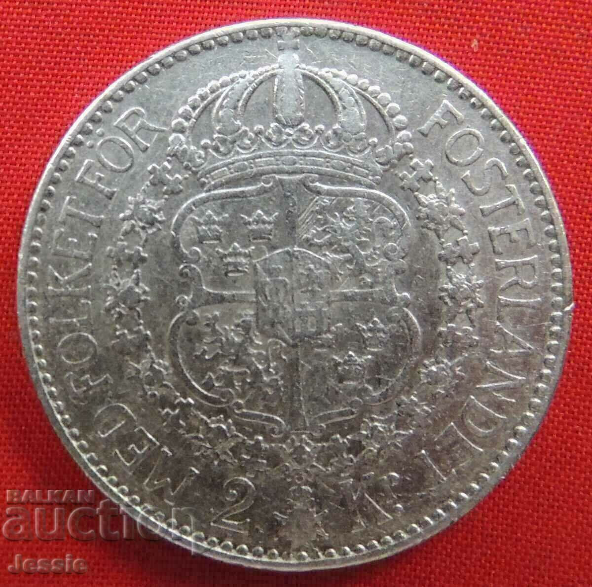 2 kroner Sweden 1924 W silver