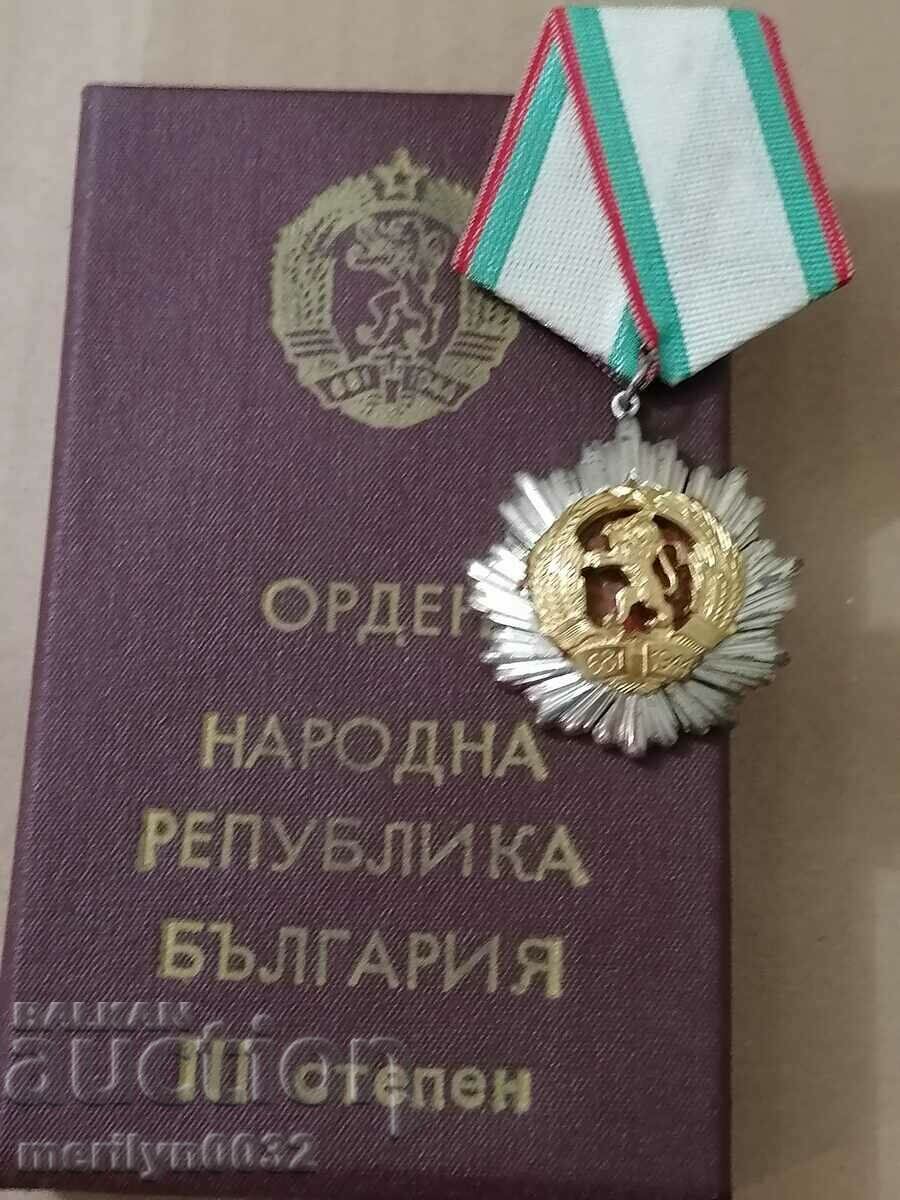 Order of the People's Republic of Bulgaria, 3rd degree