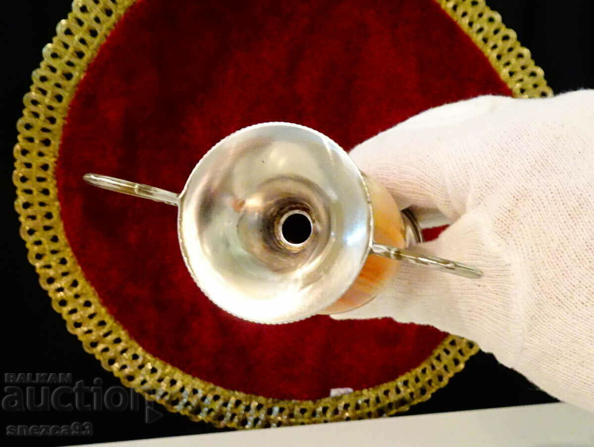 Silver-plated vase, amphora, onyx. - 6 Silver-plated vase, amphora, onyx. - 6