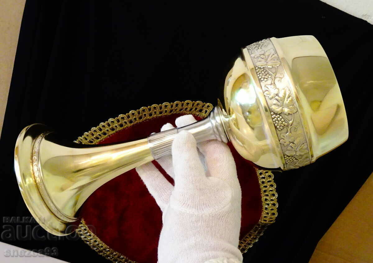 Royal bronze goblet, wine glass 500 ml., vines, grapes - 6