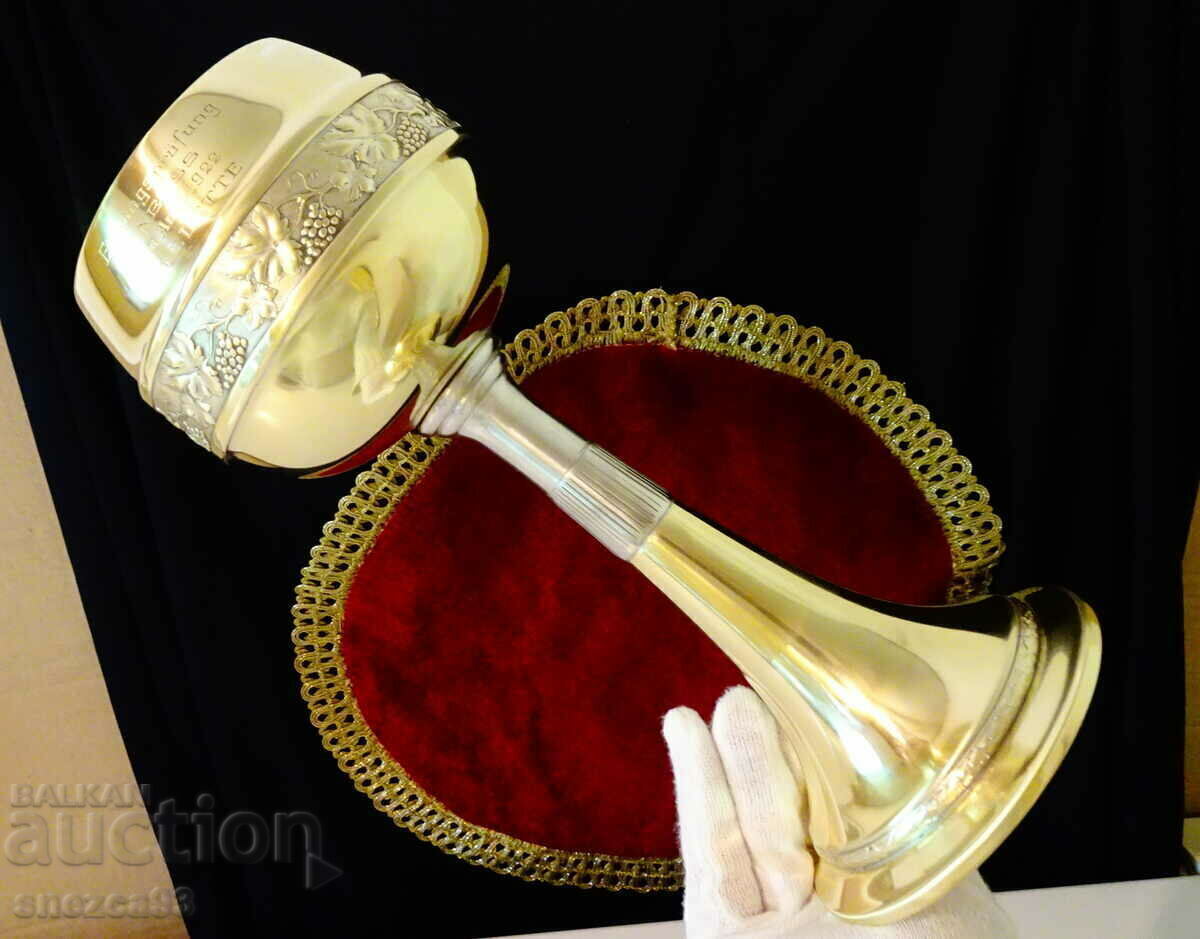 Royal bronze goblet, wine glass 500 ml., vines, grapes - 7