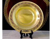 Уникална бронзова чиния с филигран,позлата.