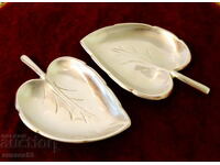 Бронзова чиния релефно листо 2 бр.