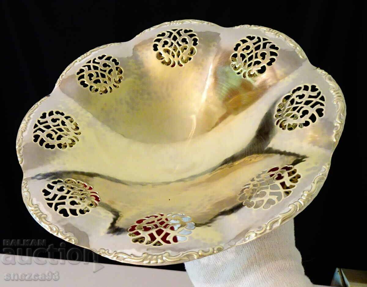 German brass fruit bowl, openwork 24 cm.