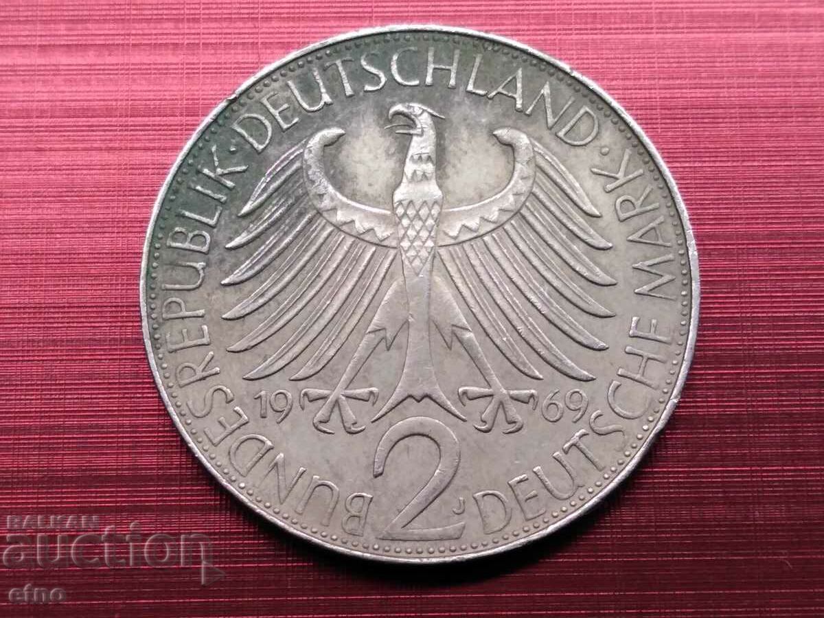 GERMANY 2 MARK 1969 J, coin, coins with price 6.00 BGN | € 3.07 GERMANY 2 MARK 1969 J, coin, coins with price 6.00 BGN | € 3.07