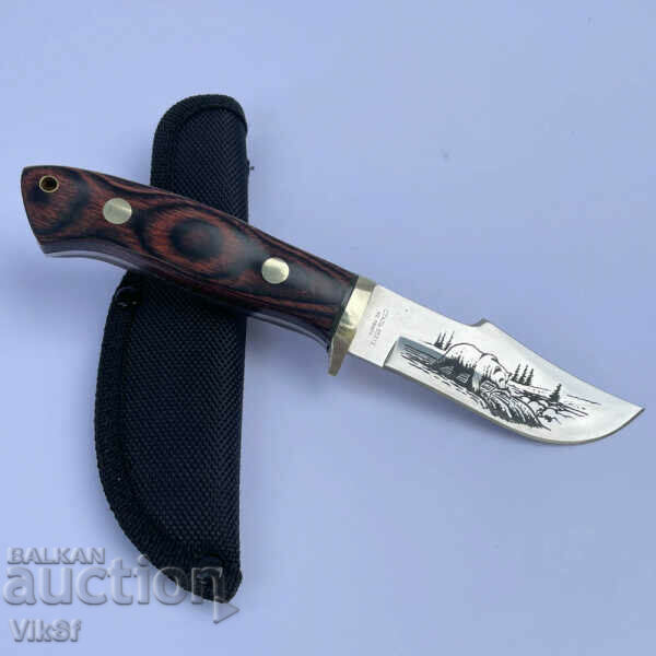 Μπουτίκ μαχαίρι κυνηγιού διπλής όψεως χαραγμένο 88x192