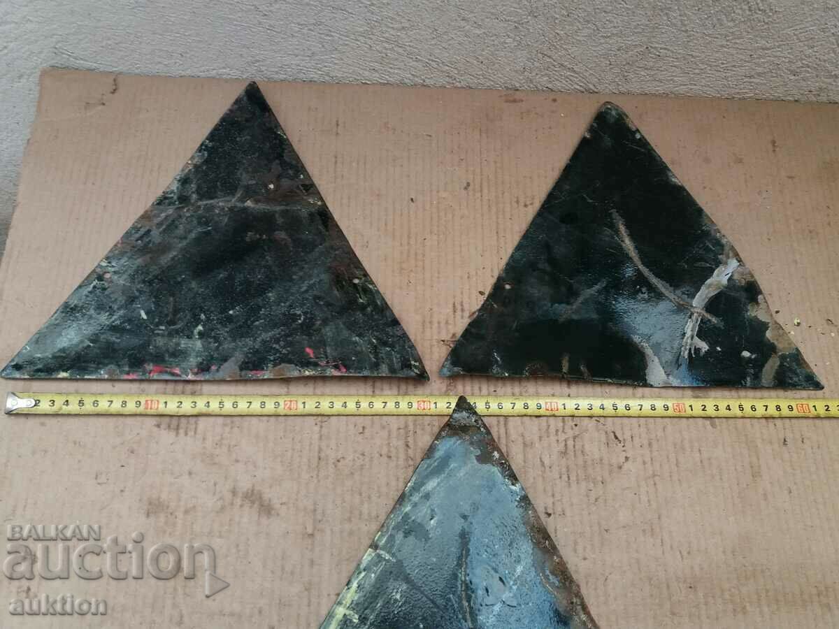 SET OF 3 ENAMELED METAL SIGNS - 7 SET OF 3 ENAMELED METAL SIGNS - 7