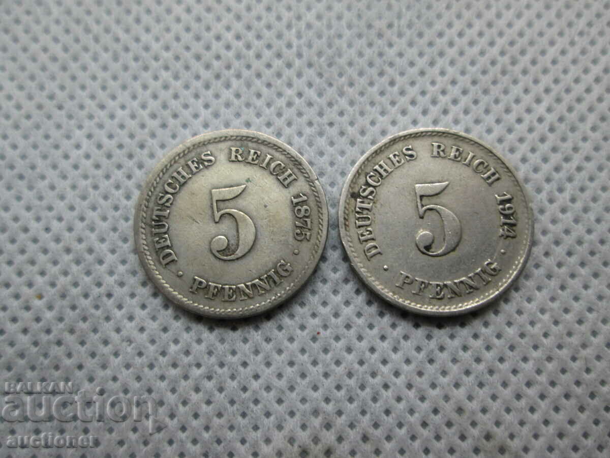 Auction FOR SALE 5 PFENNIG DEUTSCHES REICH 1875 LOT 2 COINS Auction FOR SALE 5 PFENNIG DEUTSCHES REICH 1875 LOT 2 COINS