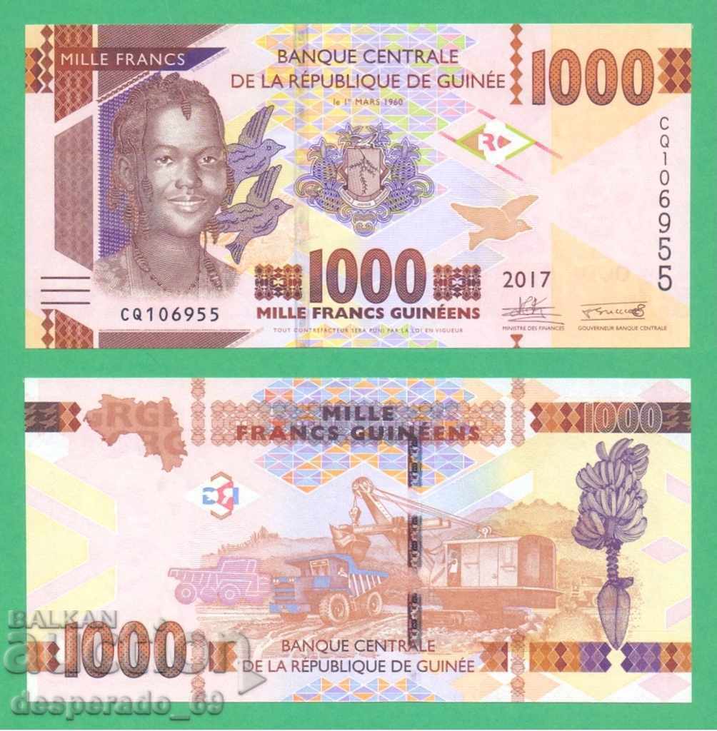 (¯`'•.¸ GUINEA 1000 francs 2017 UNC ¸.•'´¯)