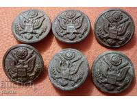 6 WWII US Military Buttons