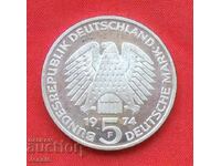 5 Stamps 1974 F Germany Silver QUALITY - PROOF