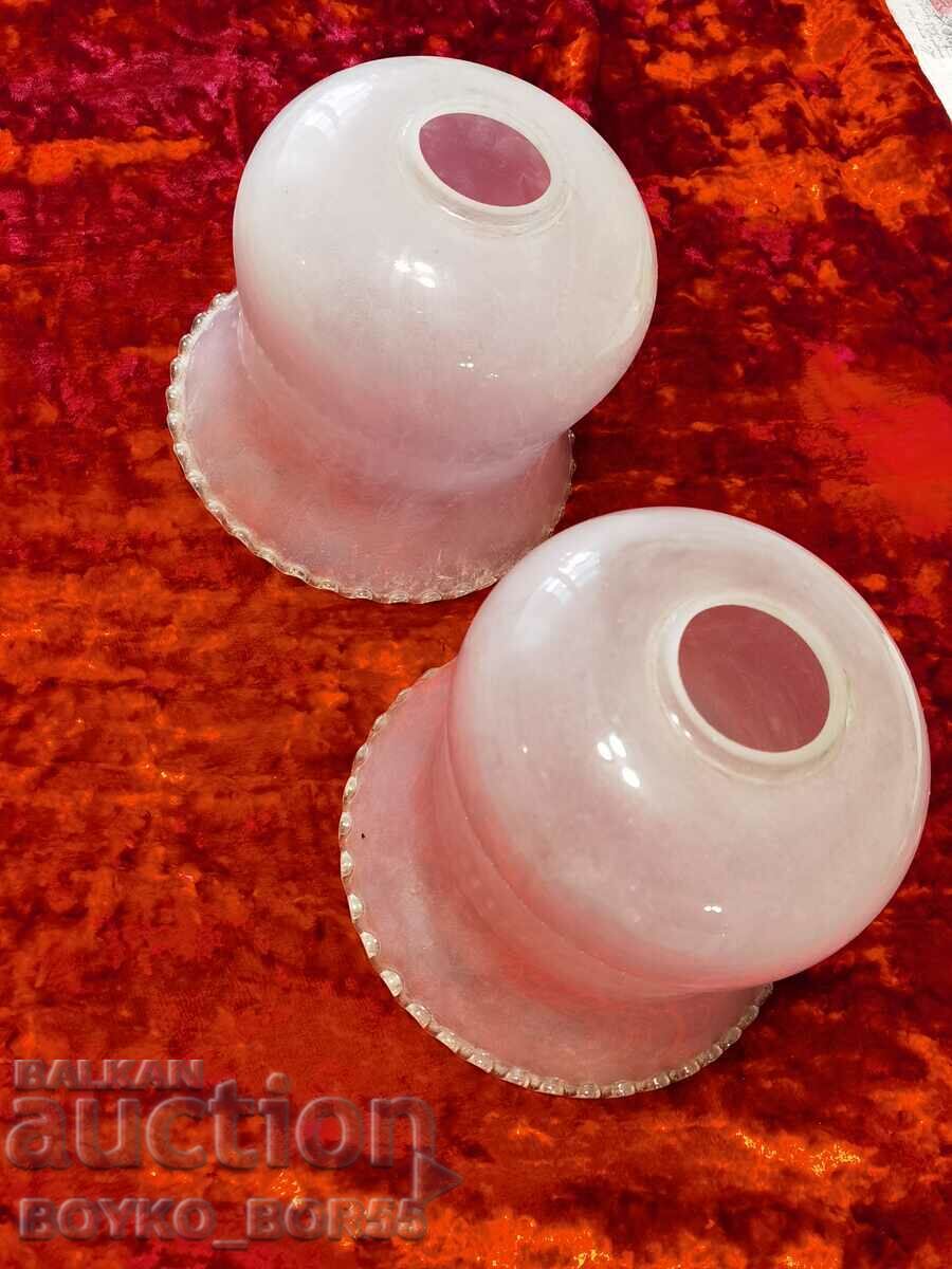 Auction  Two Antique Glasses for Lamp Chandelier Lampion