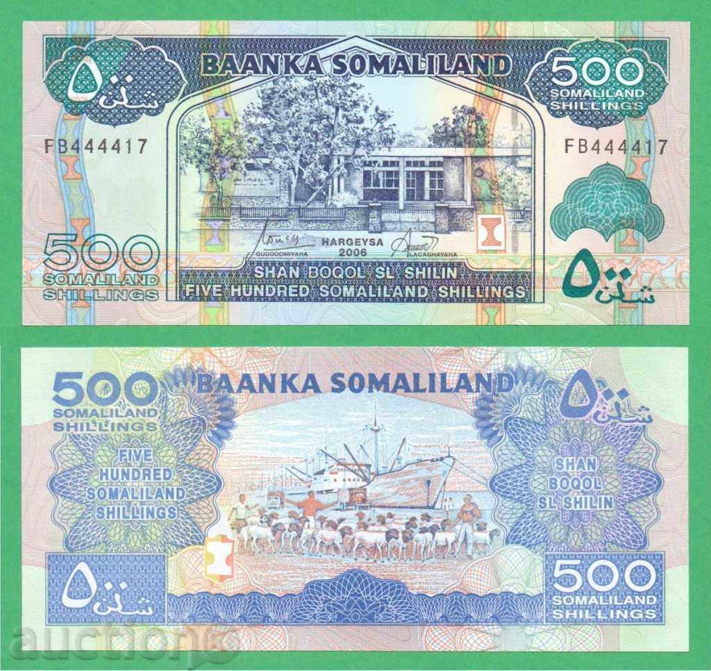 (¯`'•.¸ SOMALILAND 500 Shillings 2006 UNC (No. 444420).•'´¯)