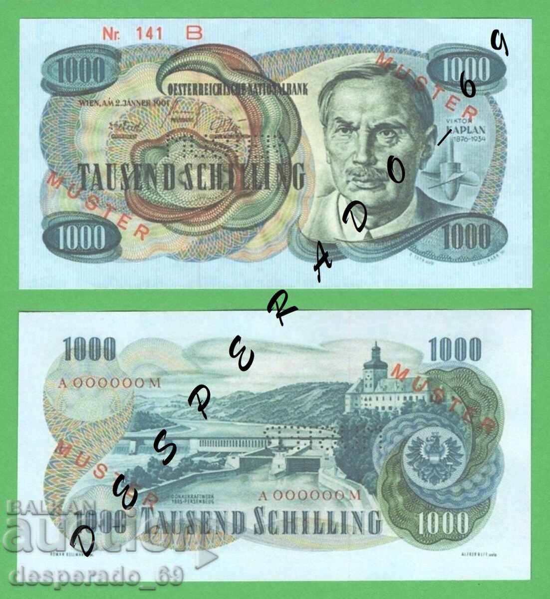(¯` '• .¸ (reproducere) AUSTRIA 1000 Shilling 1961 UNC¸. •' ´¯)
