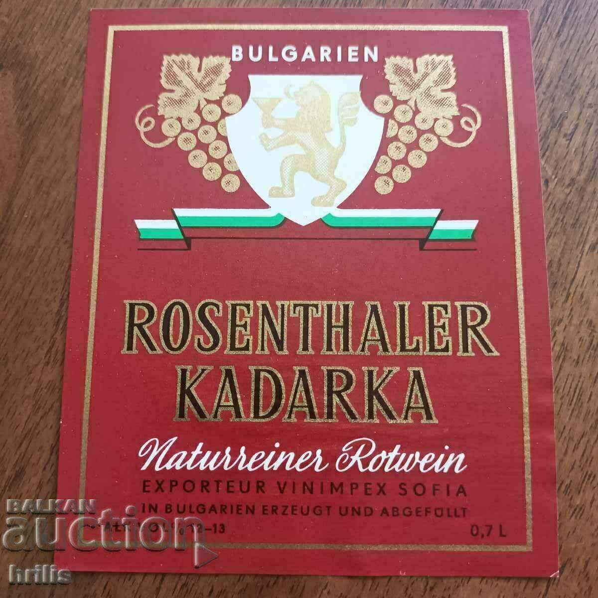 NOU ETICĂ WINNIPEX ANII 70 - ROȘENTHALER KADARKA RED