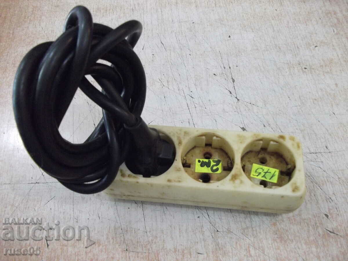 Extension cord with three-socket plug - 2 m. - 175 with price 4.00 BGN | € 2.05 Extension cord with three-socket plug - 2 m. - 175 with price 4.00 BGN | € 2.05